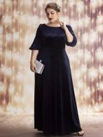   Navy Blue Plus Size Wedding Party Wear 706