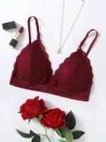 Navy Blue Plain Romantic Women Bras  Bralettes 8500