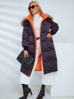  Casual Colorblock Long Women Outerwear 4085