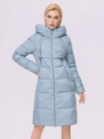 Plain Zipper Navy Blue Women Winter Coats 4073