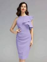  Round Neck Plain Regular Fit Women Dresses 2869