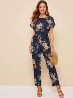 Long Boho Short Sleeve Regular Fit Women Jumpsuits  Bodysuits 966