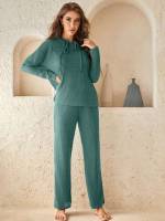  Rib-Knit Plain Women Sleep  Lounge 5887