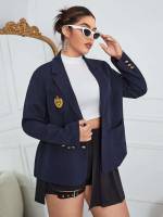 Regular Lapel Plain Preppy Plus Size Blazers 2106