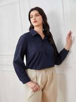  Casual Button Plus Size Tops 387