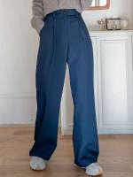  Regular Fit Navy Blue Women Suit Pants 7154