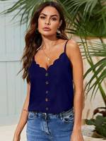  Spaghetti Strap Regular Fit Navy Blue Women Tops, Blouses  Tee 753