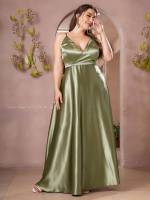  Plain Sleeveless Glamorous Plus Size Bridesmaid Dresses 3331