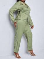 Plain  Cut Out Plus Size Suit Sets 567