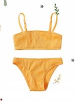 Plain  Spaghetti Strap Baby Swimwear 738