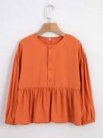 Casual Orange Regular Fit Plain Girls Blouses 7987