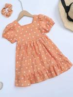 Orange Casual Short Regular Fit Girls Clothing 3878