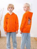 Letter Zipper Casual Orange Kids Clothing 7631