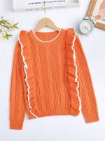 Cute Orange Regular Fit Girls Knitwear 7269