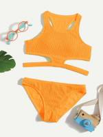 Plain Orange Cut Out Girls Clothing 2272