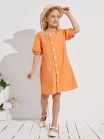  Button Front Plain Regular Fit Girls Clothing 133