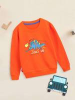 Round Neck Dinosaur Regular Fit Toddler Boy Sweatshirts 840