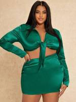  Regular Fit Long Sleeve Plain Plus Size Co-Ords 275