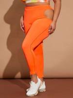 Cut Out  Plus Size Sports Leggings  Pants 1152