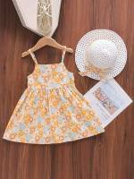 Orange Button Floral Toddler Girls Clothing 6815