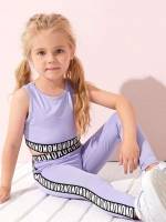  Tape Sporty Sleeveless Toddler Girl Two-piece Outfits 7254