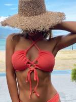  Tie Front Orange Women Beachwear 8819