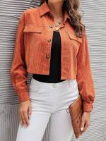 Crop Orange Collar Regular Fit Women Outerwear 5807