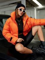  Orange Oversized Sporty Women Winter Coats 7936