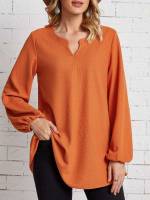  Plain Notched Regular Fit Women Tops, Blouses  Tee 8977