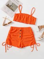  Orange Regular Fit Women Two-piece Outfits 5103