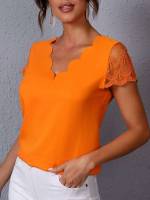 Casual Orange Regular Fit Women Blouses 6330