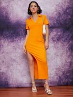  Regular Fit Long Orange Women Dresses 6041
