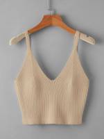 Crop Sleeveless Regular Fit Women Knit Tops 956