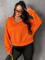  Long Sleeve Orange Plus Size Sweatshirts 1068