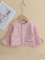 Contrast Lace Round Neck Regular Preppy Baby Jackets  Coats 3012