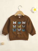 Long Sleeve Butterfly Round Neck Regular Fit Baby Sweatshirts 5105