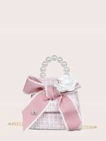 Pink Plaid Bow Kids Bags 2176