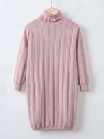 Long Sleeve Pink Casual Girls Knitwear 102