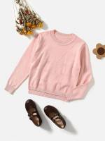 Regular Fit Pink Round Neck Girls Knitwear 4191