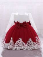 Glamorous Round Neck Knee Length Pink Toddler Girl Partywear 3942