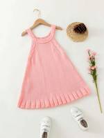 Pink Short Ruffle Hem Straps Toddler Girls Clothing 2359