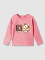 Cartoon Regular Fit Pink Toddler Girls Tops 9204