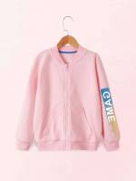 Baseball Collar Pink Regular Regular Fit Toddler Girls Outerwear 5781