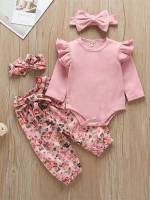 Pink Regular Fit Cute Toddler Girl Two-piece Outfits 902