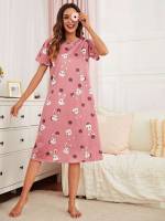 Cute Round Neck  Women Sleep  Lounge 6079