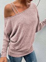  Asymmetrical Neck Long Sleeve Regular Women T-Shirts 9726