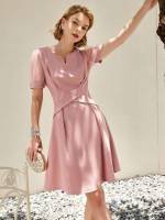 Vintage Plain Regular Fit Women Dresses 5614