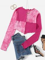 Pink Slim Fit Crop Women Clothing 3323