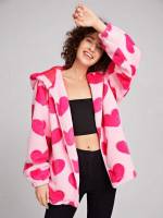 Heart Hooded Pink Short Women Clothing 5604