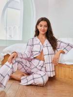  Casual Lapel Women Pajama Sets 1436